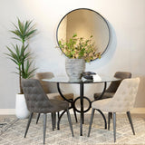 Aviano Round 48-inch Glass Top Metal Dining Table Gunmetal zoom on metal finish