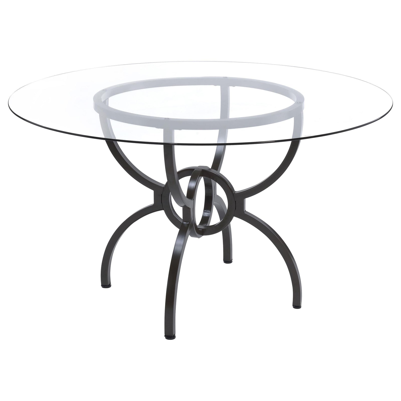 Aviano Aviano Round 48-inch Glass Top Metal Dining Table Gunmetal 108291BG - Ella Furniture
