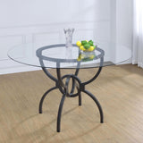 Aviano Round 48-inch Glass Top Metal Dining Table Gunmetal side detail