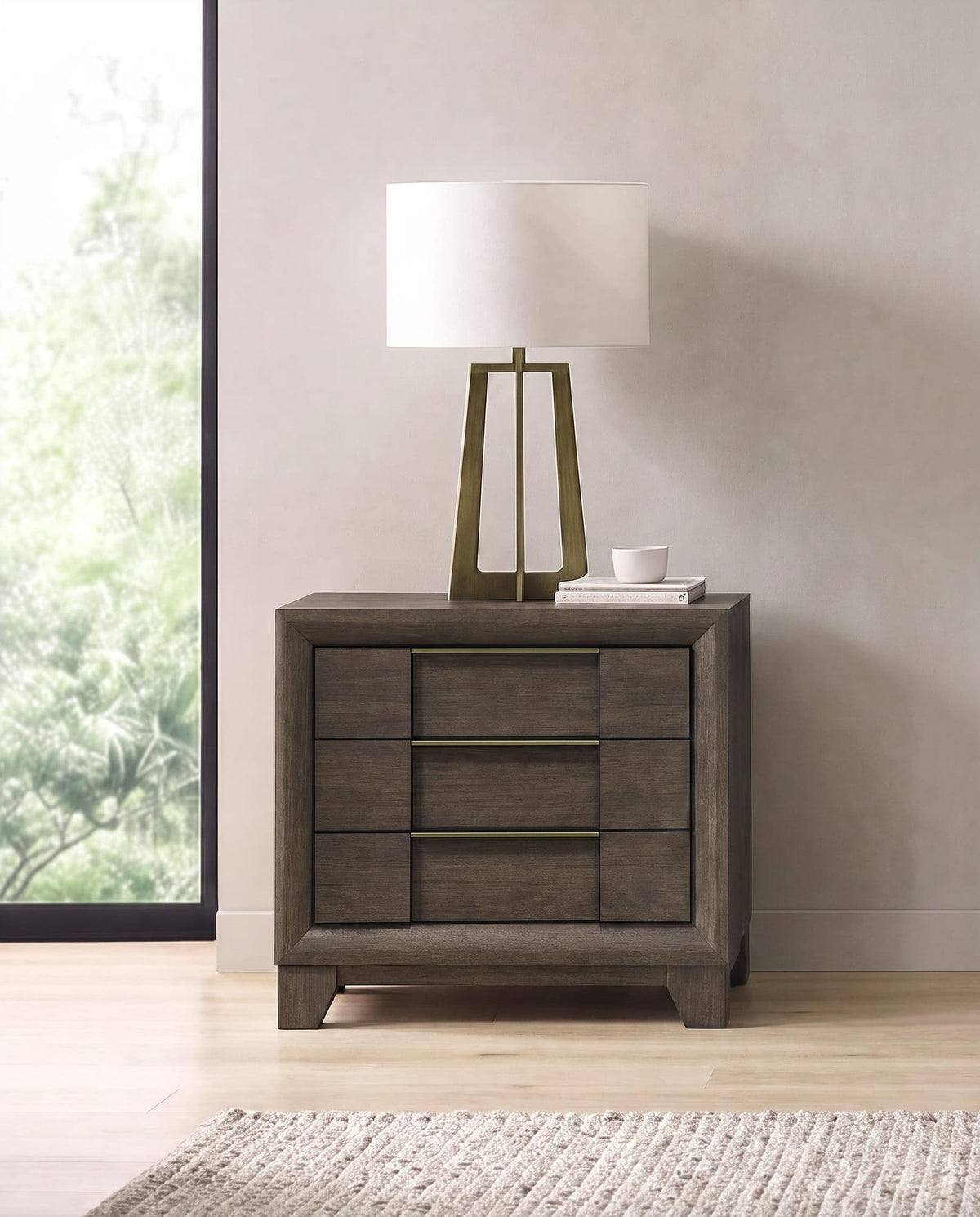 Farre Dark Brown 2-Drawer Nightstand — product image 2