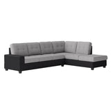 Side view of Gray Black Fabric Tufted Ottoman Sectional Sofa