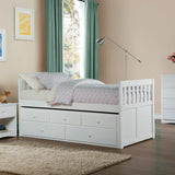 Galen White Modern Transitional Wood And Engineered Wood Twin/twin Trundle Bed - Ella Furniture