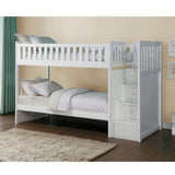 Galen White Twin Over Twin Step Bunk Bed full view