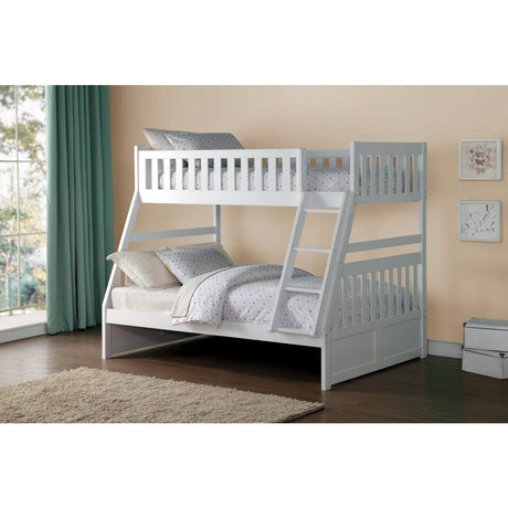 Galen White Twin over Full Bunk Bed angled perspective