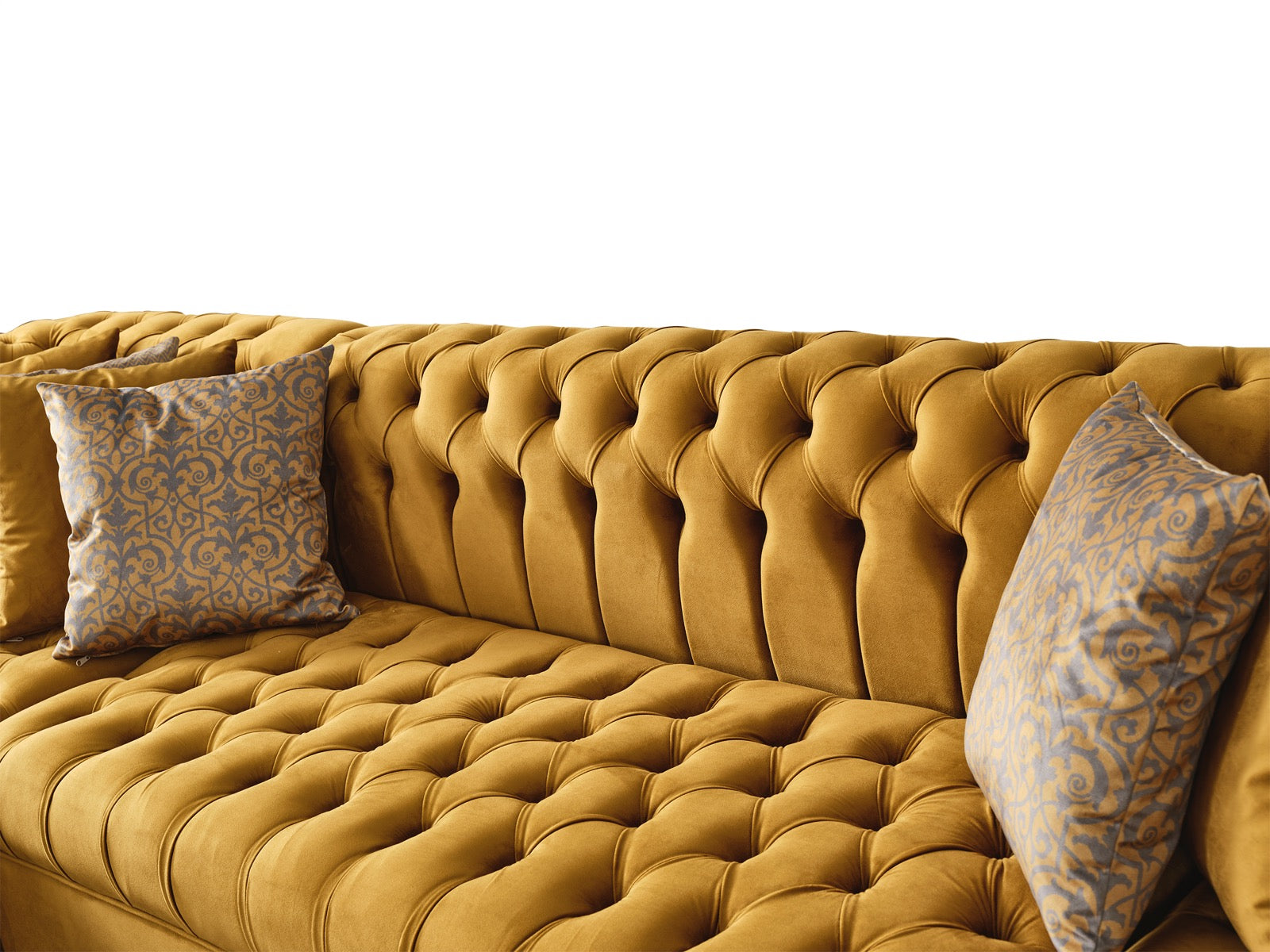 main view of Emma Mustard Velvet Double Chaise Sectional sectional sofa