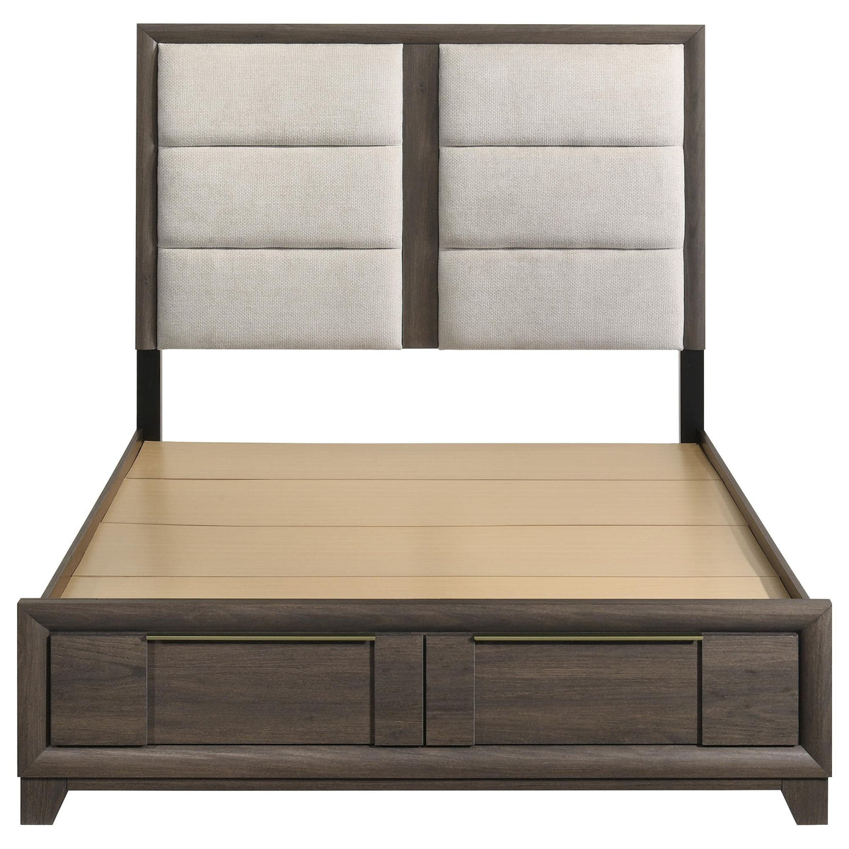 Farre Queen Upholstered Storage Platform Bed Dark Brown — product image 4
