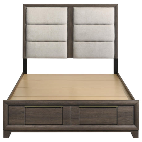 Farre Queen Upholstered Storage Platform Bed Dark Brown — product image 4