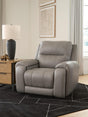Real Moments Ash Leather Power Recliner with Audio Seating — product view