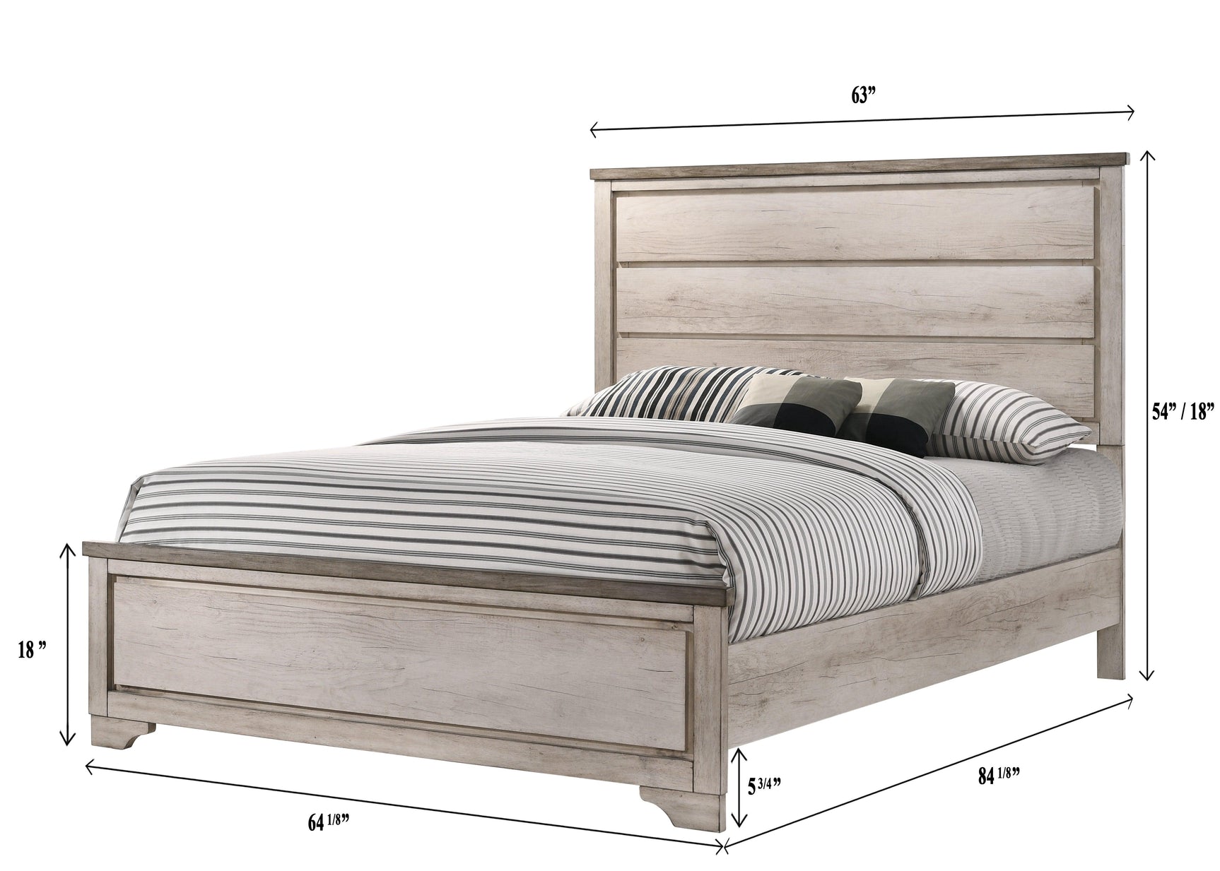 Patterson Driftwood Night Stand front angle with 2 drawers and metal ring pulls