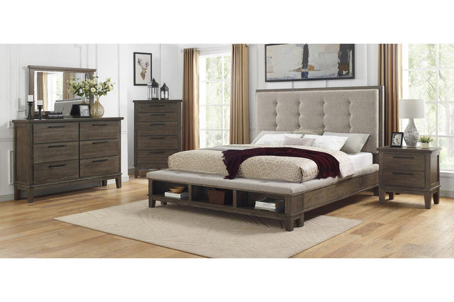 Gray Fabric Tufted Bedroom Set bed main view