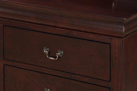 Louis Philip Chest viewed with natural light enhancing cherry wood tones