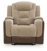 Mixed Motion Brownstone Chenille / Faux Leather Power Recliner — front view