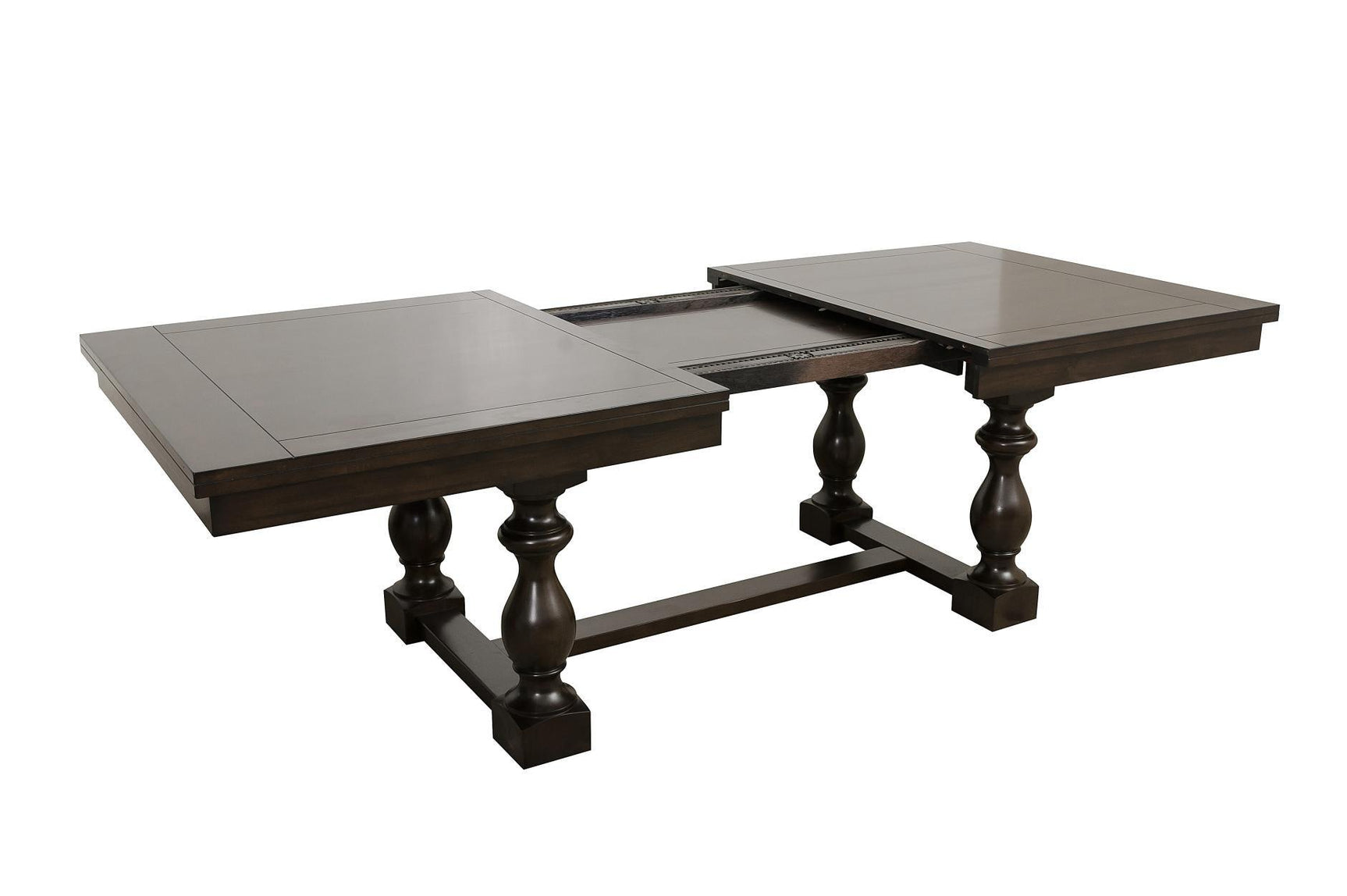 Reid Neutral Fabric Rectangular Dining Room Set wood finish detail