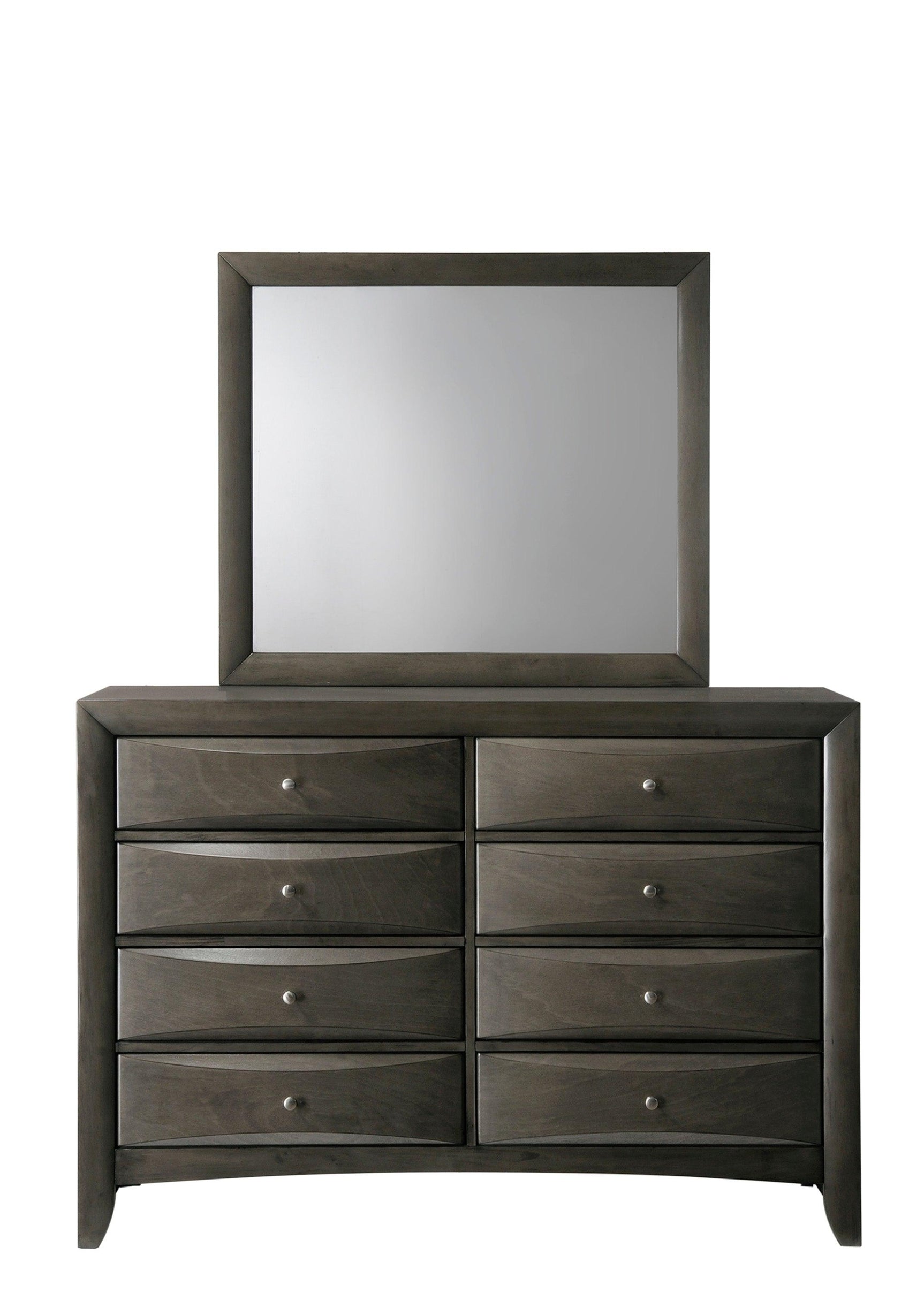 Side view of Emily Gray Oak Storage Platform Bedroom Set bed