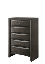 Emily Gray Queen Storage Platform Bed in gray fabric upholstery with storage drawers