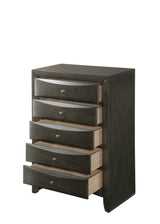 Emily Gray Upholstered Platform King Bed with bookcase storage