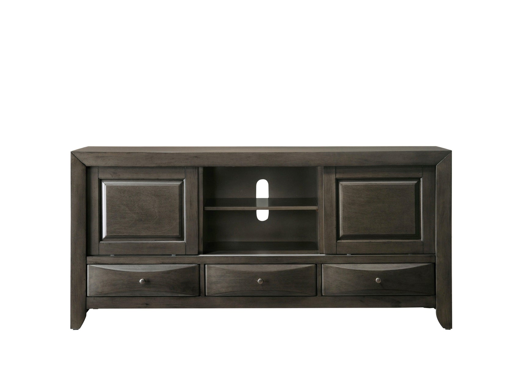 Emily Grey Nightstand with two drawers in modern bedroom setting