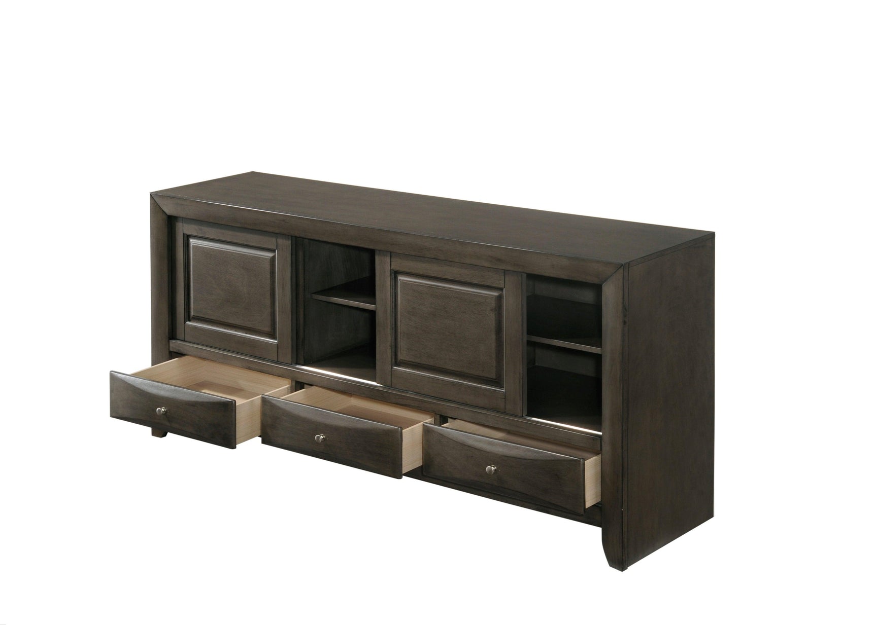 Emily Gray Oak Storage Platform Bedroom Set bed main view