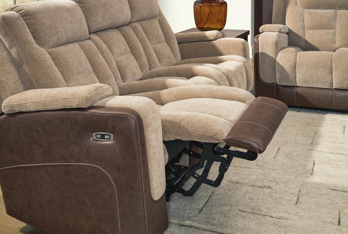 Mixed Motion Brownstone Chenille / Faux Leather Power Reclining Sofa — product image 9