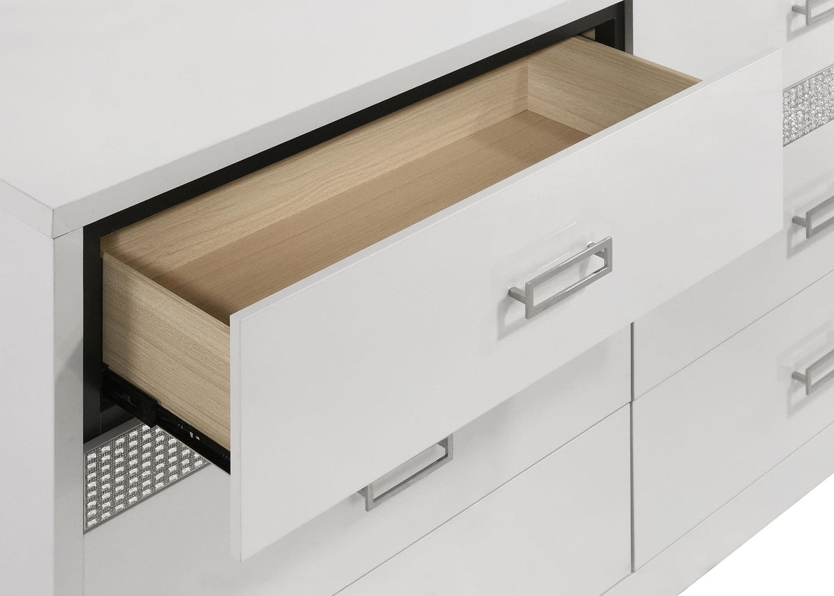 Viana 6-Drawer Bedroom Dresser White High Gloss — product image 10