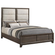Farre Eastern King Upholstered Platform Panel Bed Dark Brown — product image 2