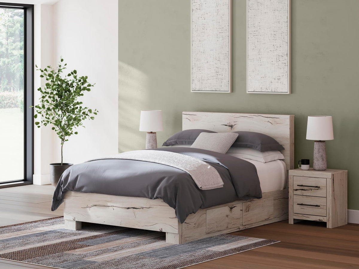 Lawroy Light Natural Queen Panel Bed with Storage — product view