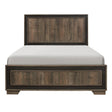 Ellendale rustic mahogany and dark ebony queen bed angled view