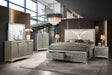 Zaya Champagne faux leather LED storage platform bed set main view