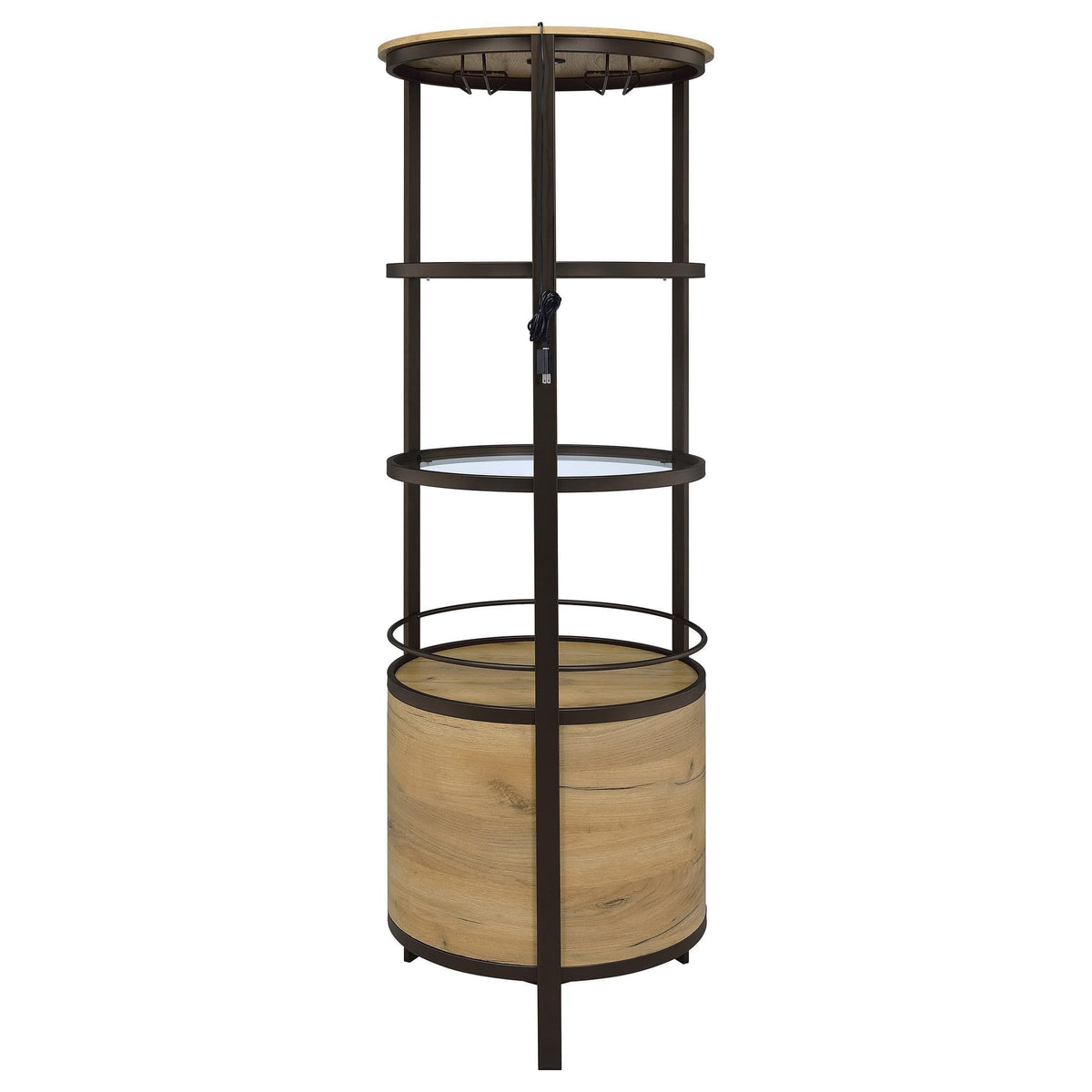 Ritter Round LED Bar Wine Storage Cabinet Rustic Oak — product image 7