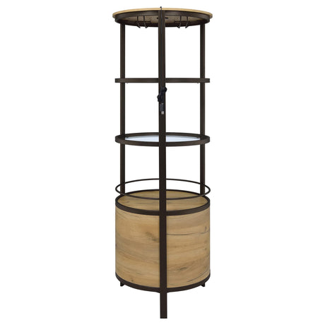 Ritter Round LED Bar Wine Storage Cabinet Rustic Oak — product image 7