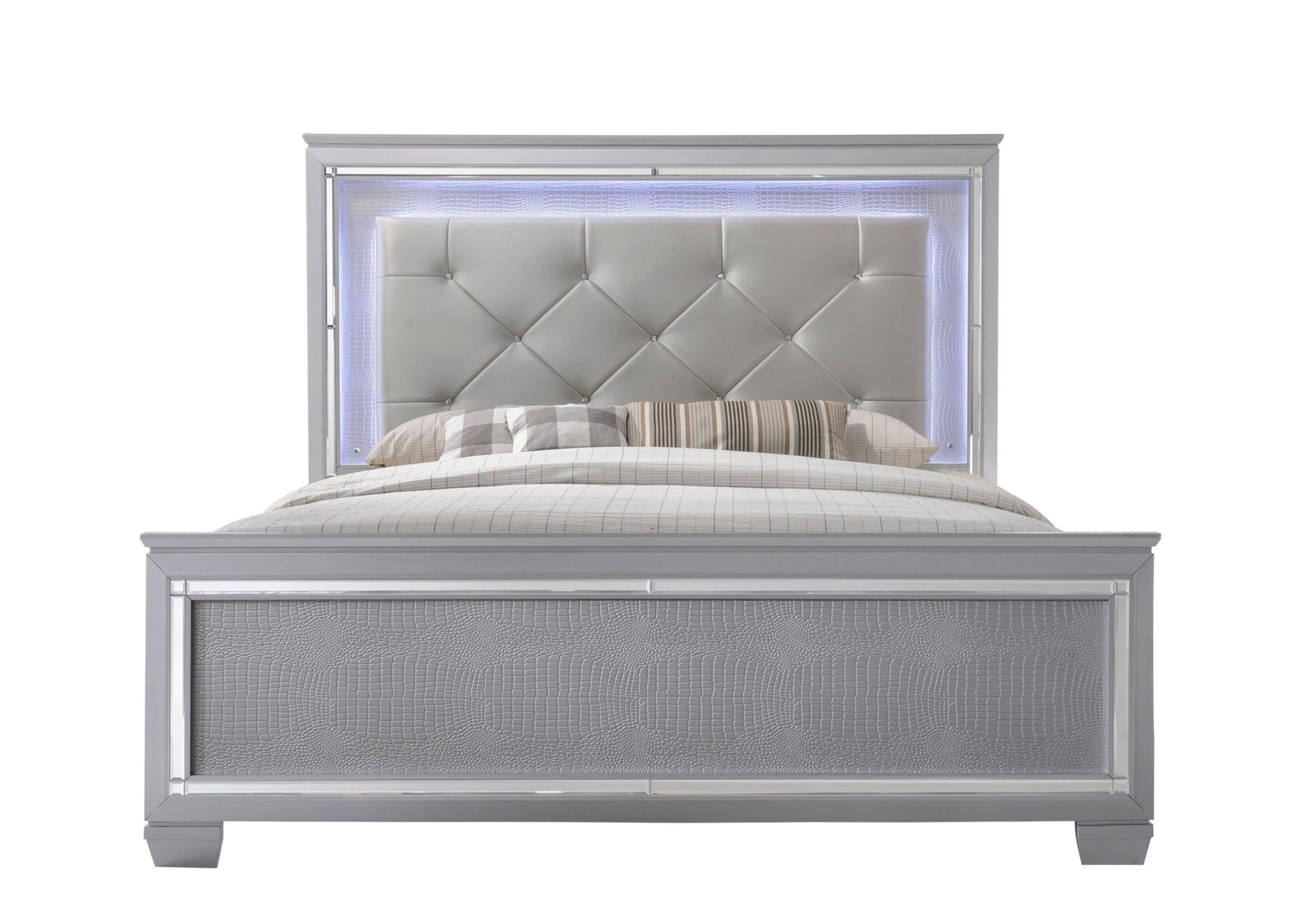 Lillian Night Stand with two dovetail drawers in silver wood finish