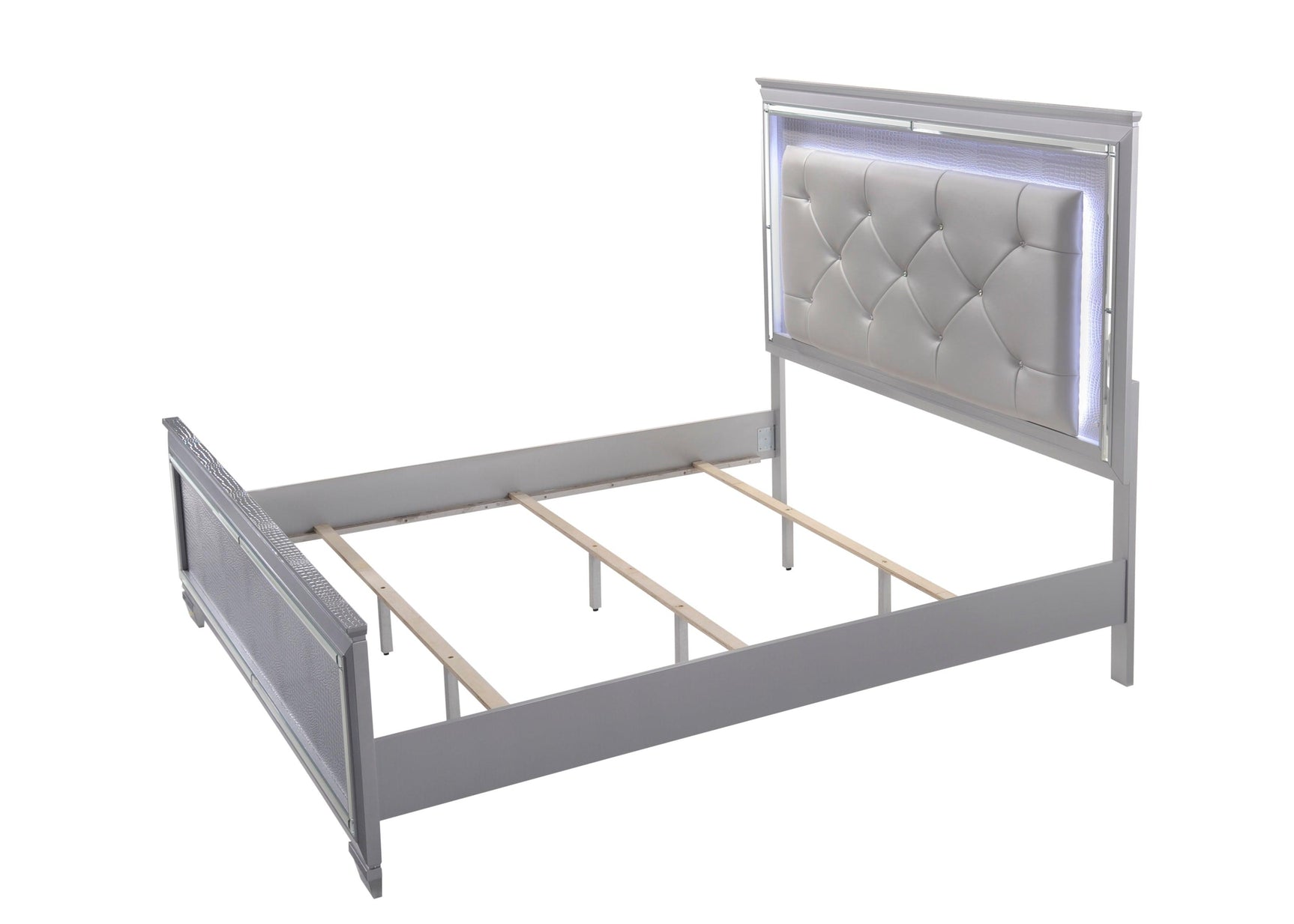 Lillian Night Stand with two dovetail drawers in silver wood finish