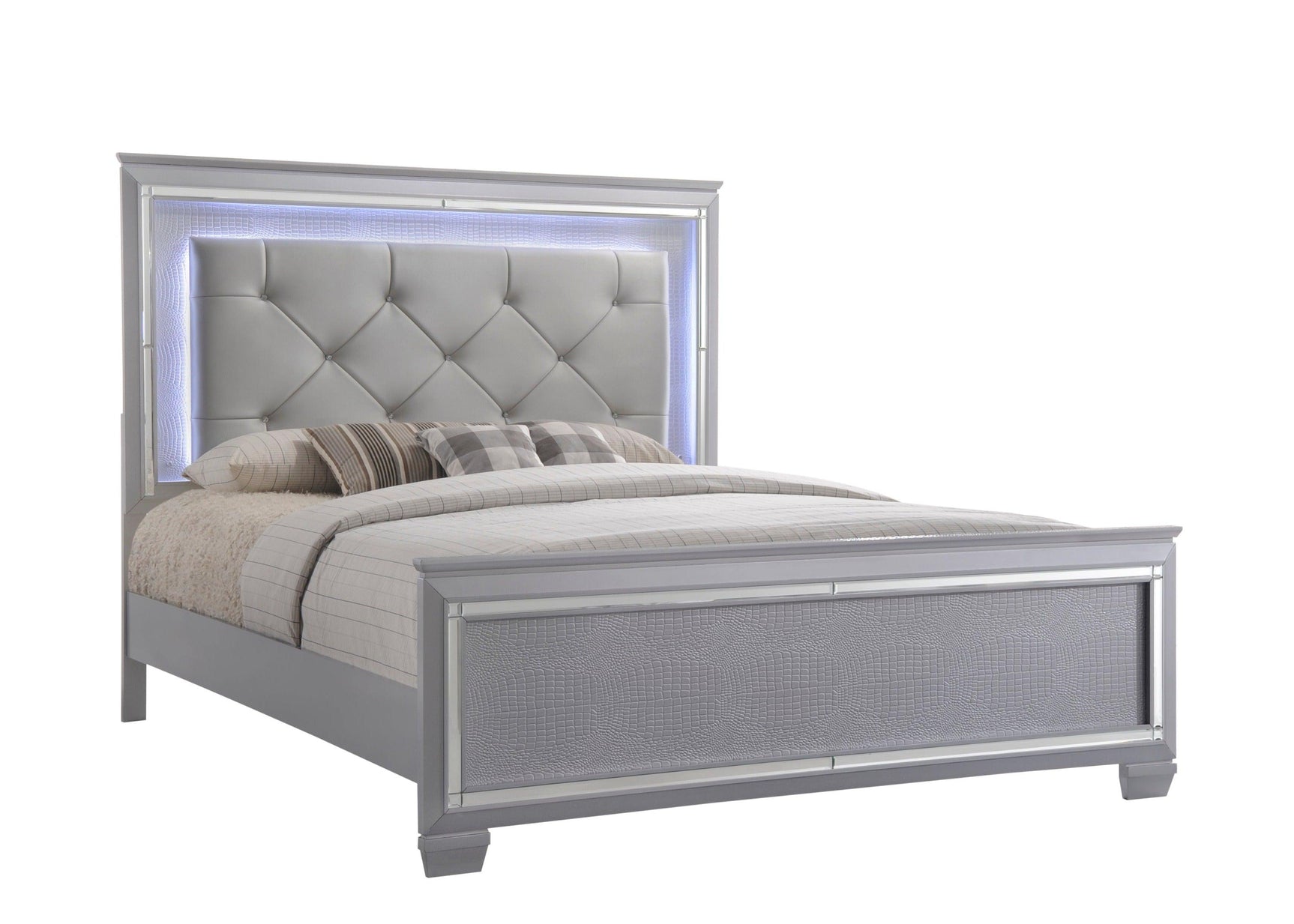 Side view showing metal frame and footboard