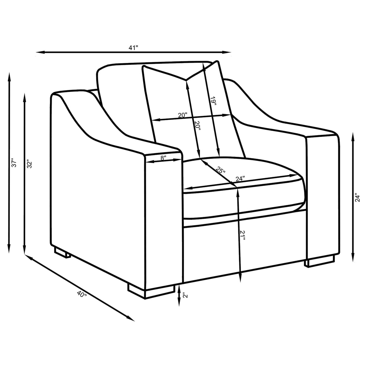 Ashlyn Upholstered Sloped Arm Accent Chair White — product image 10