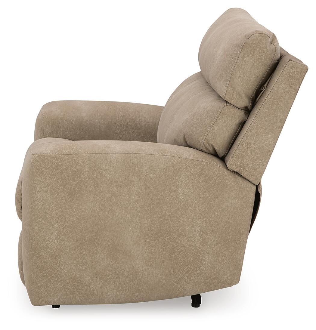 Next-Gen Durapella Sand Microfiber Power Recliner — side view