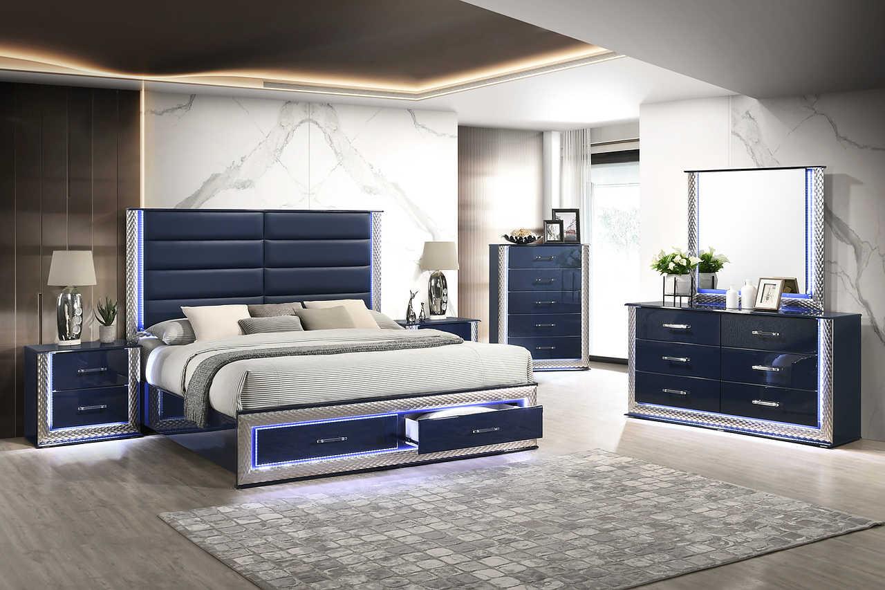 Aya LED Storage Platform Queen Bed front view