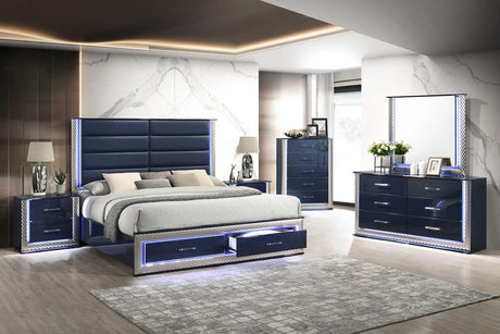 Aya LED Storage Platform Queen Bed front view