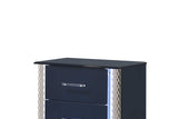 Contemporary dark navy nightstand in bedroom setting