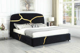 Milan Black Velvet King Bed side angle