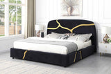 Close-up of Milan Black Velvet headboard with gold accents