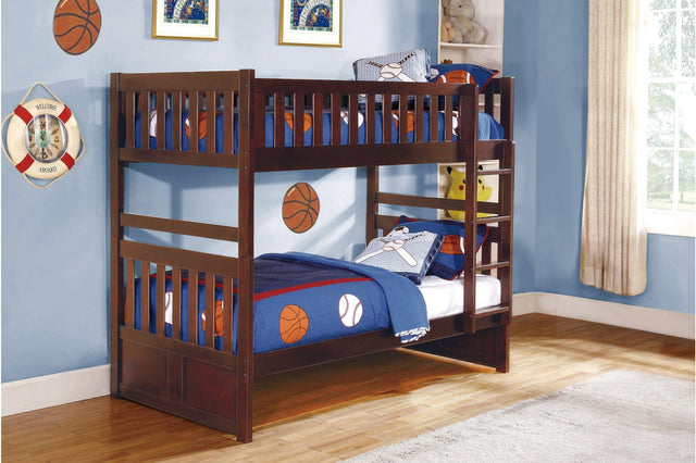 Rowe Dark Cherry twin bookcase platform bed with trundle side view