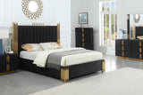 Token Black Upholstered Panel King Bed, front angle view