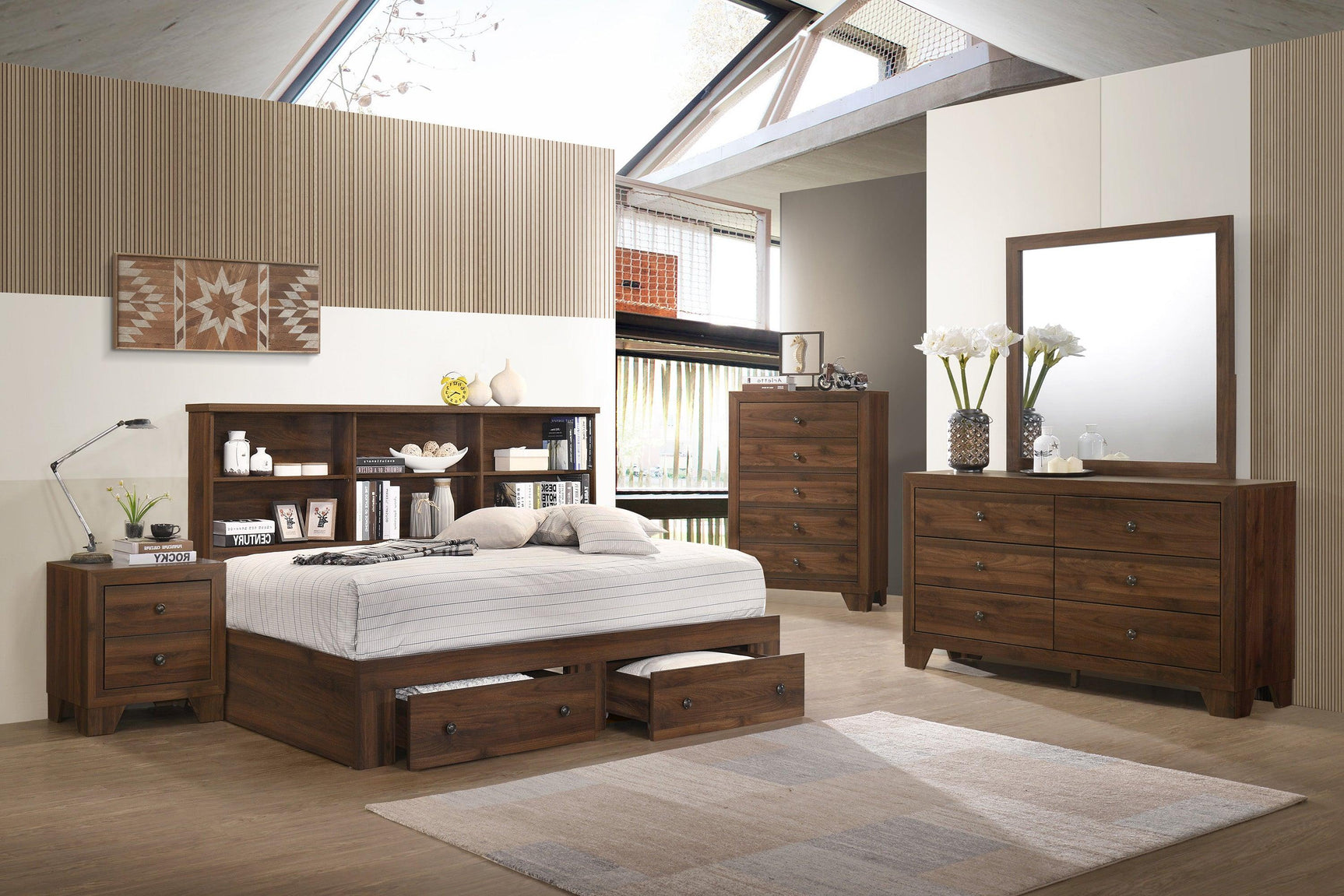 Millie Cherry Brown Classic Wood Full Panel Bed front view