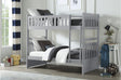 Orion Gray Youth Twin Over Twin Bedroom Set front view with bunk bed and storage