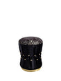Front view of Lucy Black Velvet Accent Stool showcasing black velvet upholstery