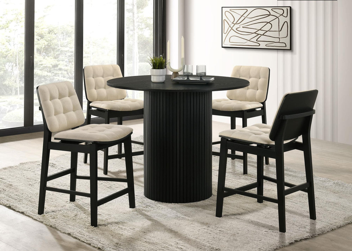 Hamlyn 5-piece Round Wood Counter Height Dining Set in Cream and Black — product view