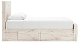 Lawroy Light Natural Queen Panel Bed with Storage — side view