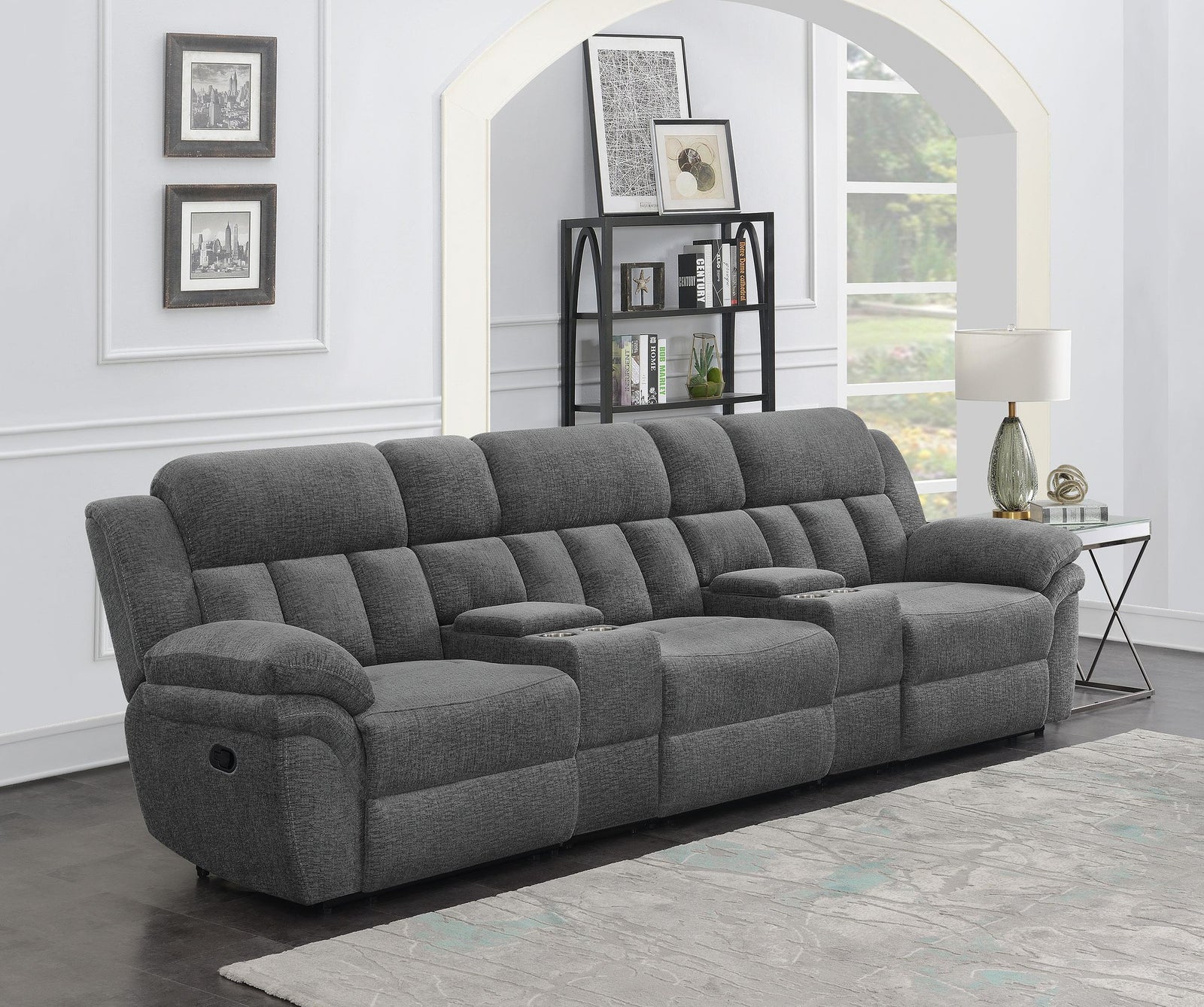 Bahrain 5-piece Upholstered Home Theater Seating Charcoal 609541T - Ella Furniture