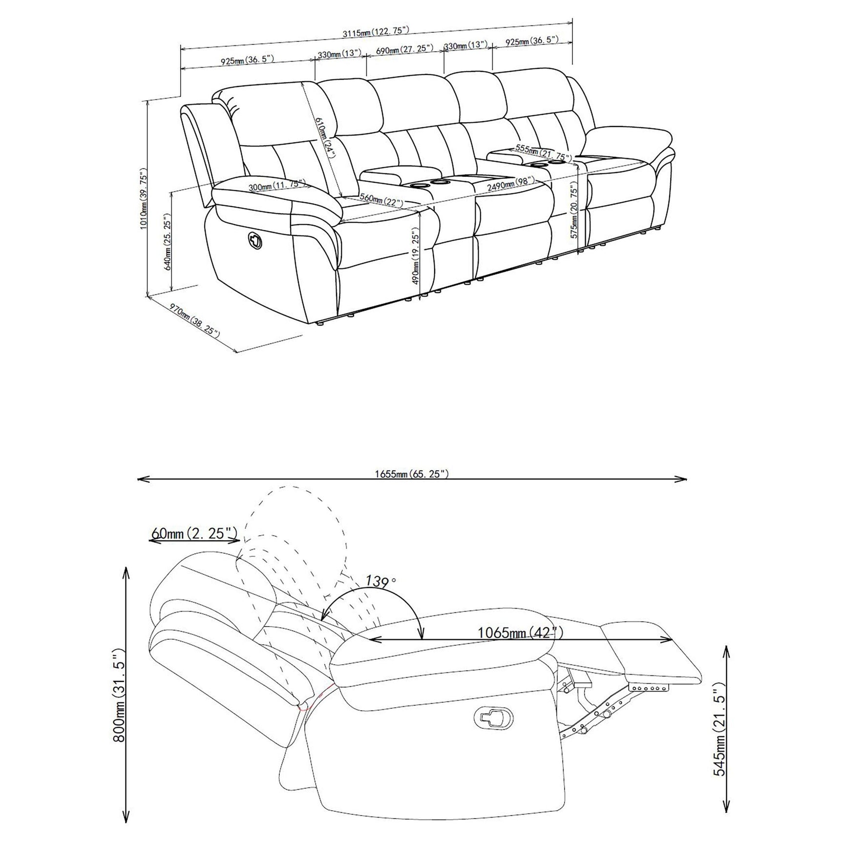 Bahrain 5-piece theater seating full set displayed
