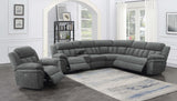 Bahrain 6-piece modular power reclining sectional charcoal, front view